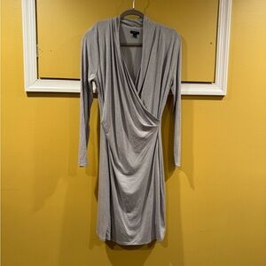 Ann Taylor Petite grey wrap dress 10p